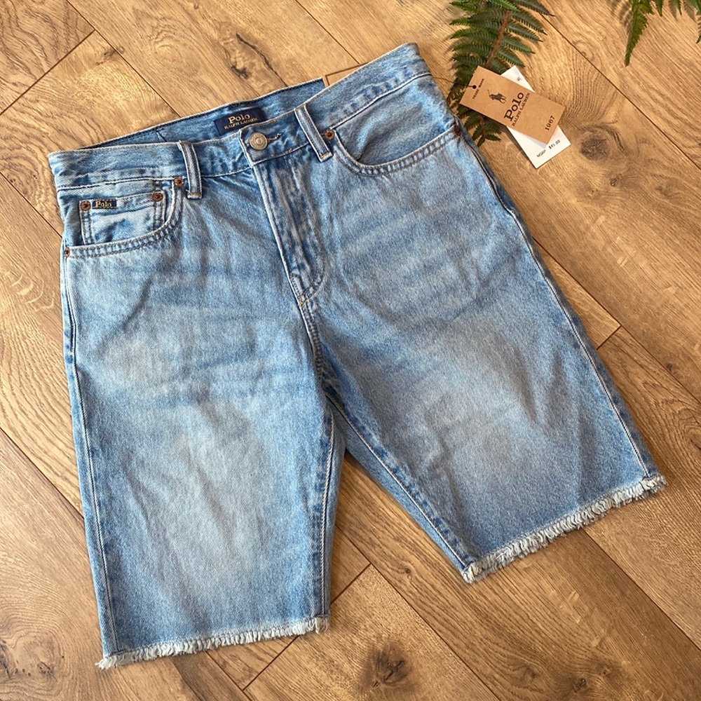 Polo by Ralph Lauren Light Blue Denim Frayed Hem Shorts